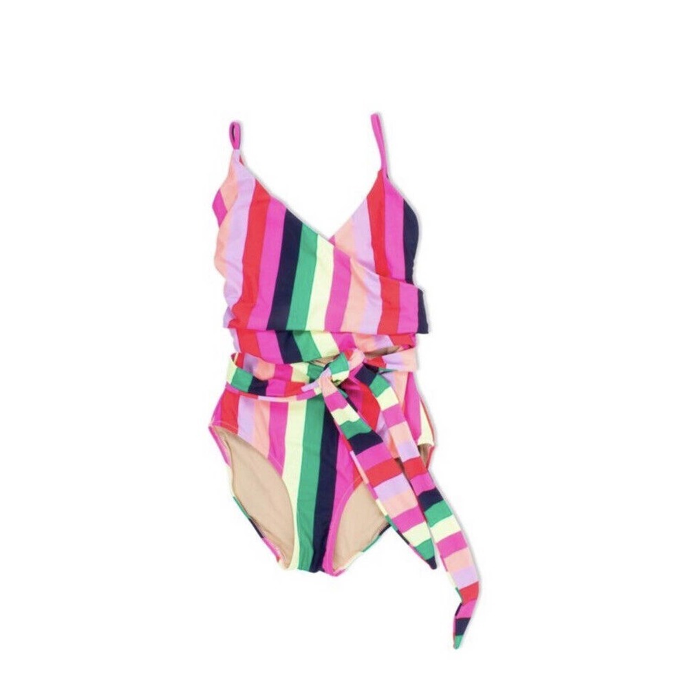 Shade Critters Women's Wrap One Piece, Multi Stripe Womens Size 12 new with Tags